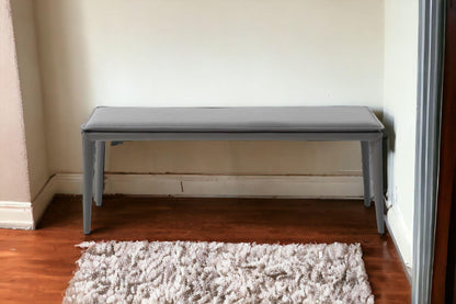 47" Gray Upholstered Faux Leather Bench - FurniFindUSA