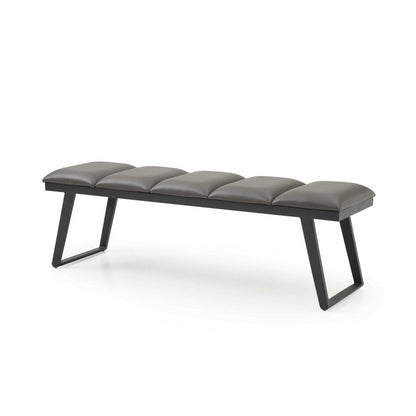 57" Gray Upholstered Faux Leather Bench HomeRoots