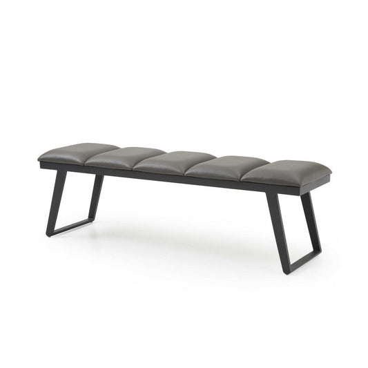 57" Gray Upholstered Faux Leather Bench HomeRoots