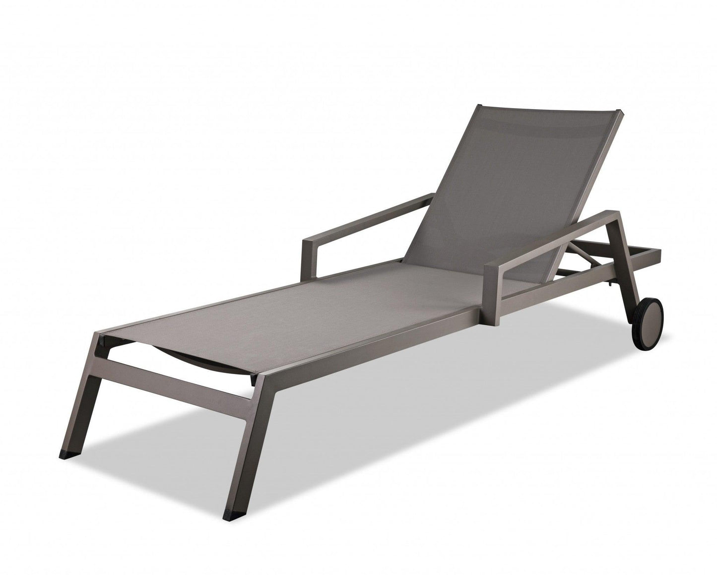 Set Of 2 Taupe Modern Aluminum Chaise Lounges - FurniFindUSA