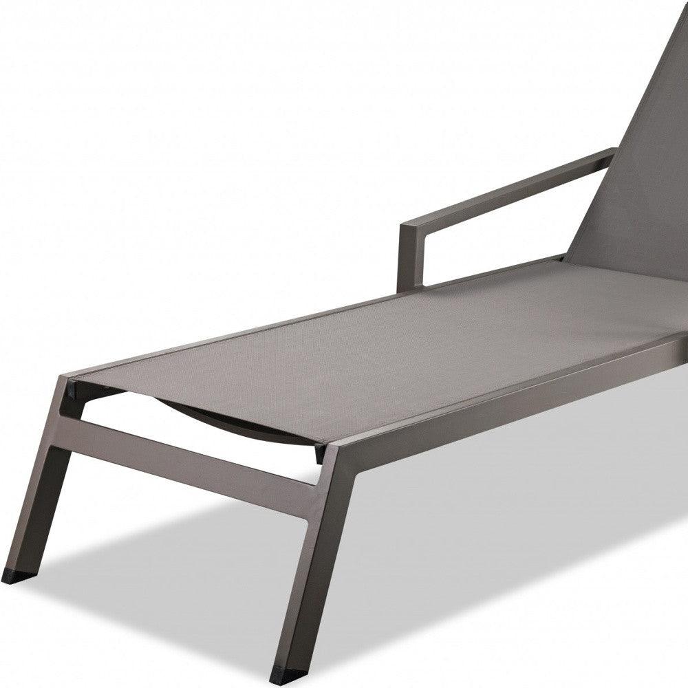 Set Of 2 Taupe Modern Aluminum Chaise Lounges - FurniFindUSA