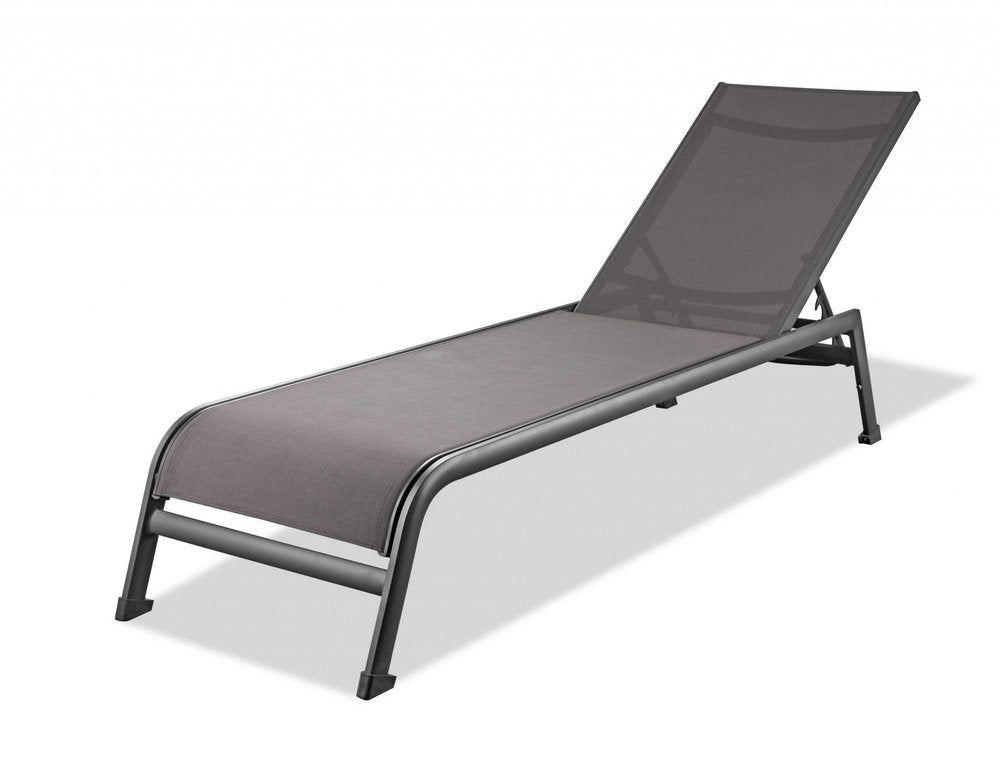 Set of Two 23" Taupe Metal Outdoor Chaise Lounge — view 1
