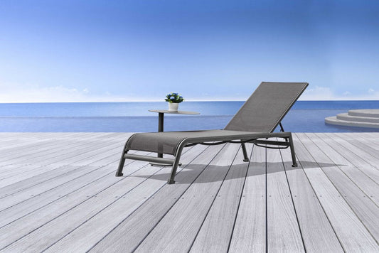 Set of Two 23" Taupe Metal Outdoor Chaise Lounge HomeRoots