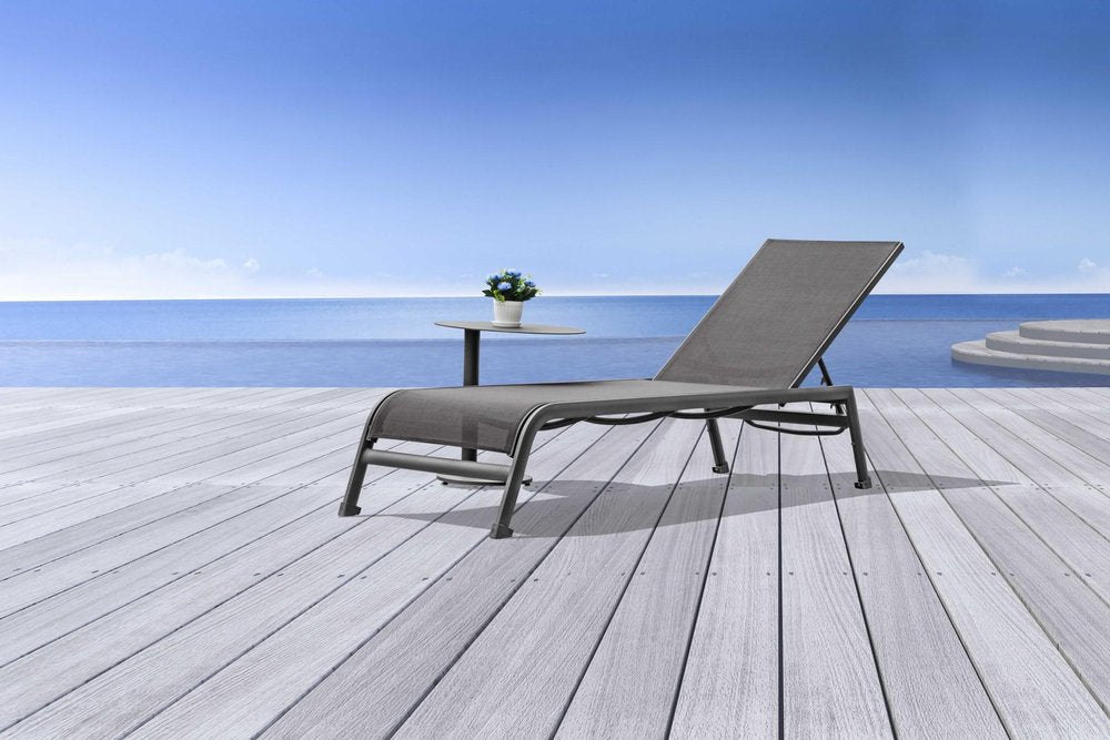 Set of Two 23" Taupe Metal Outdoor Chaise Lounge — view 2
