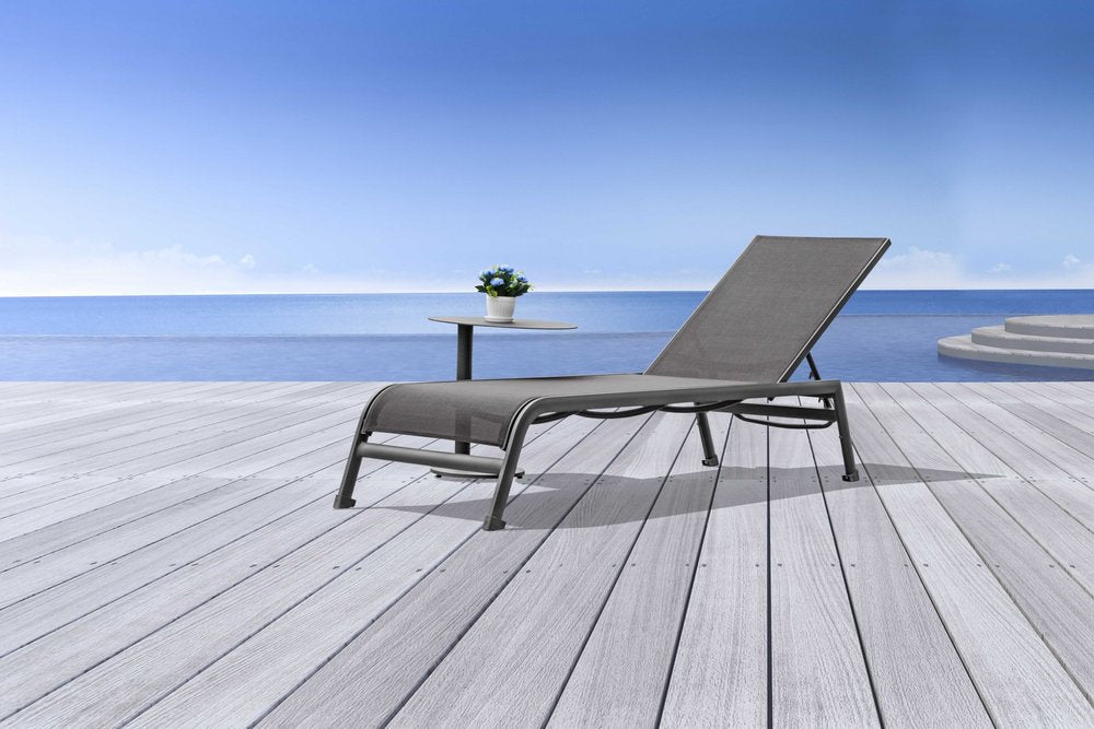 Set of Two 23" Taupe Metal Outdoor Chaise Lounge HomeRoots