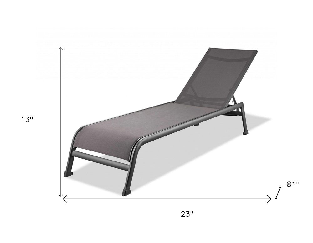 Set of Two 23" Taupe Metal Outdoor Chaise Lounge — view 3
