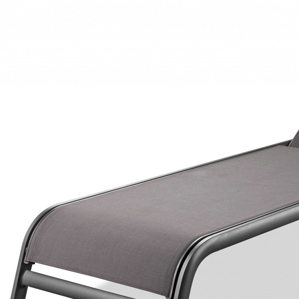 Set of Two 23" Taupe Metal Outdoor Chaise Lounge — view 4