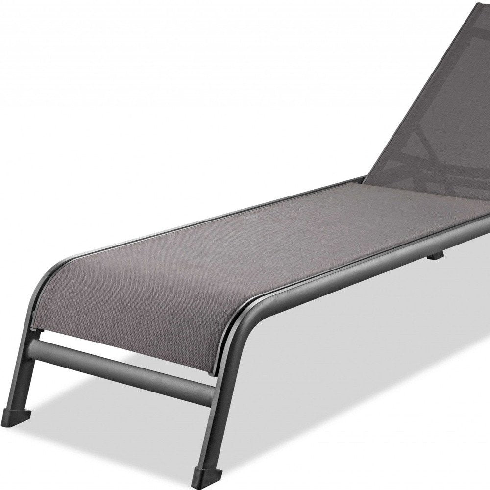 Set of Two 23" Taupe Metal Outdoor Chaise Lounge — view 5