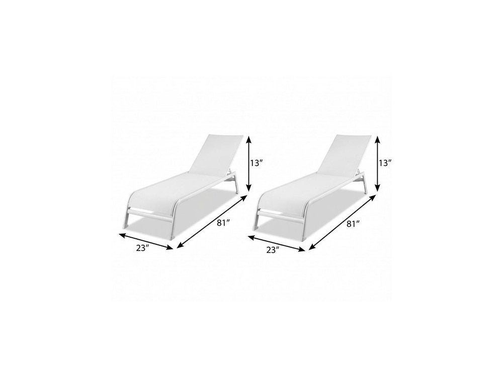 Set of Two 23" White and Chrome Indoor Outdoor Chaise Lounge HomeRoots