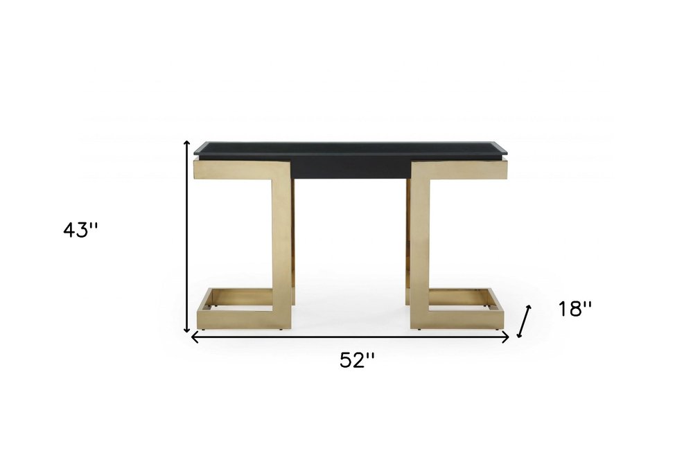 52" Black and Gold Glass Pedestal Console Table HomeRoots