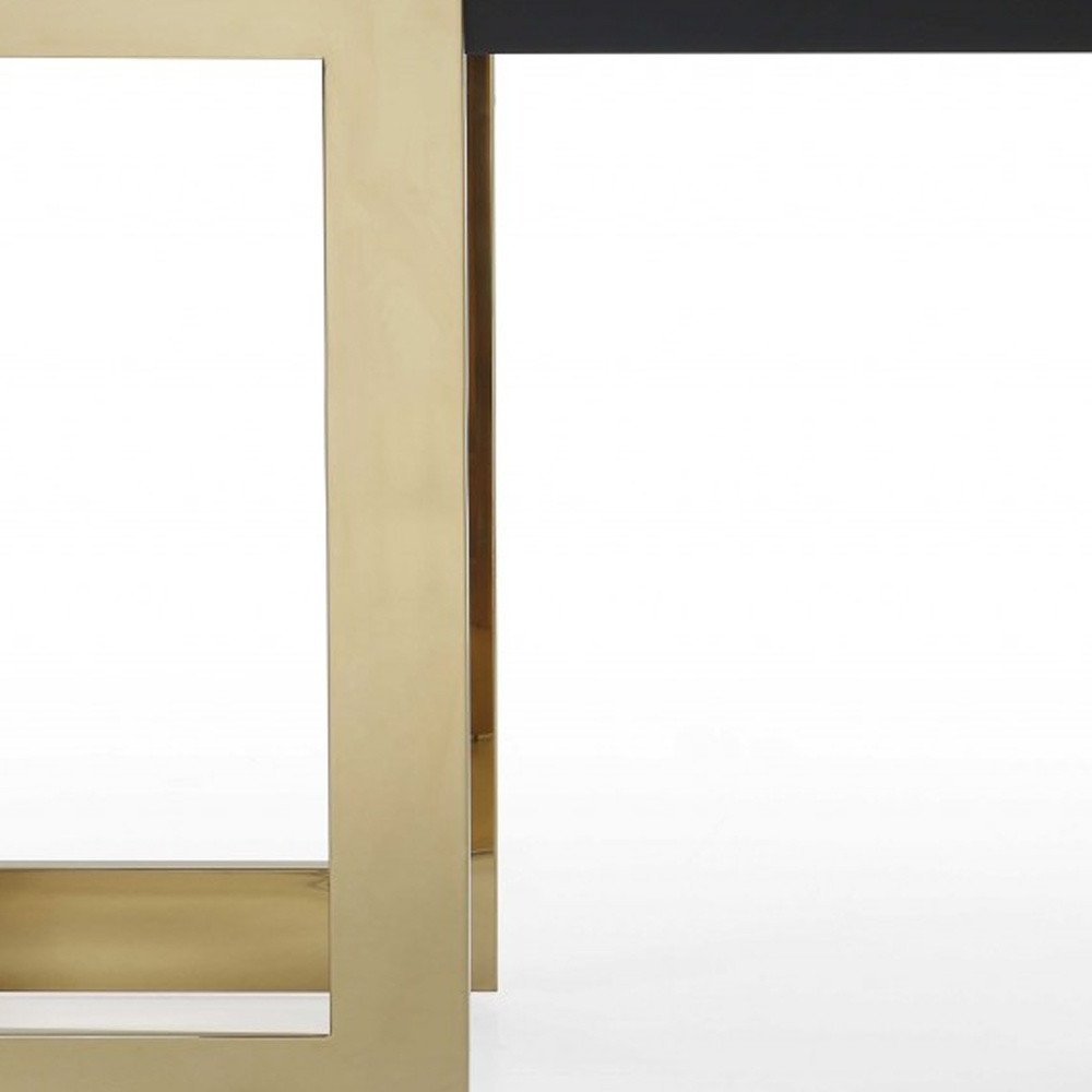 52" Black and Gold Glass Pedestal Console Table HomeRoots