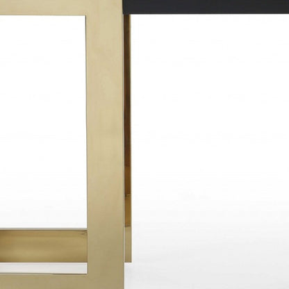 52" Black and Gold Glass Pedestal Console Table HomeRoots