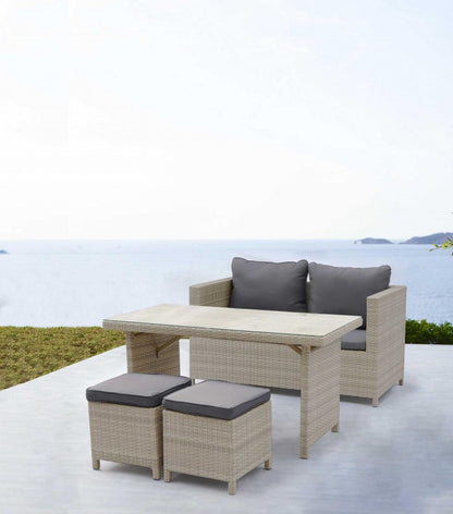 50" Beige Glass And Iron Coffee Table HomeRoots