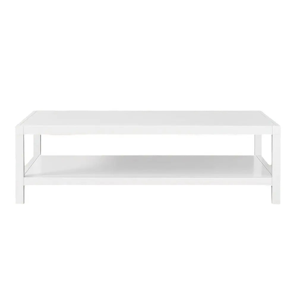 35" White Aluminum Coffee Table With Shelf HomeRoots