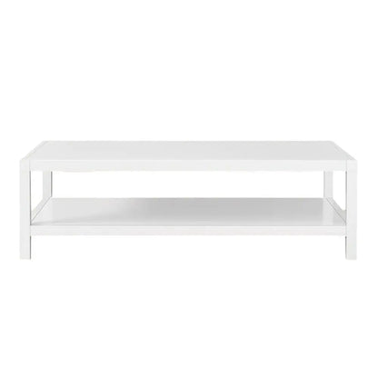 35" White Aluminum Coffee Table With Shelf HomeRoots
