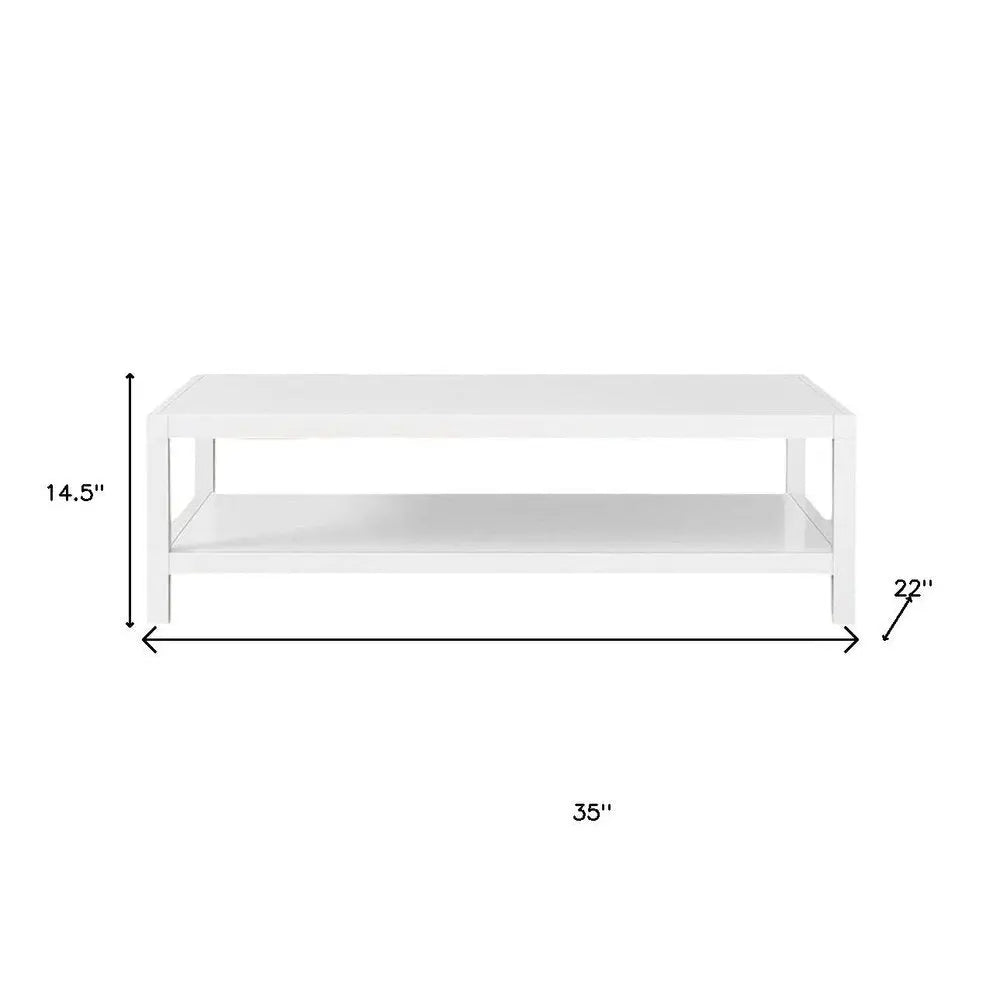 35" White Aluminum Coffee Table With Shelf HomeRoots