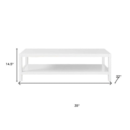 35" White Aluminum Coffee Table With Shelf HomeRoots