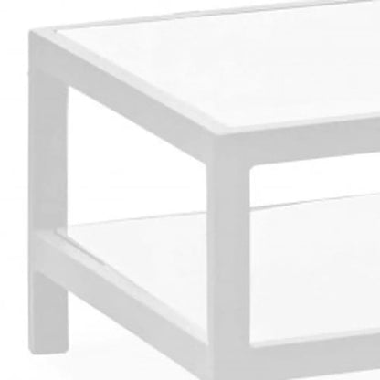 35" White Aluminum Coffee Table With Shelf HomeRoots