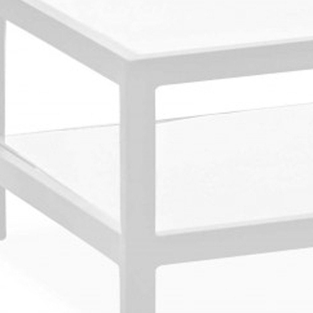35" White Aluminum Coffee Table With Shelf HomeRoots