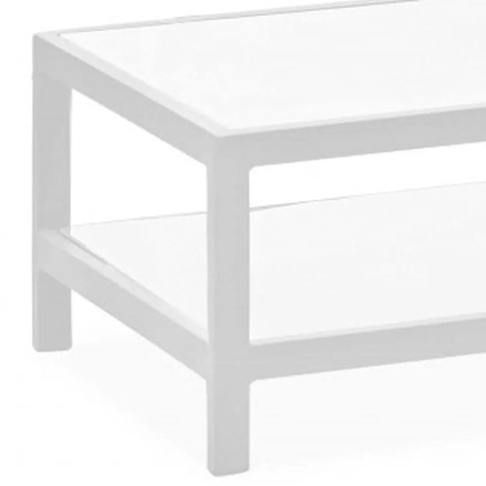 35" White Aluminum Coffee Table With Shelf HomeRoots