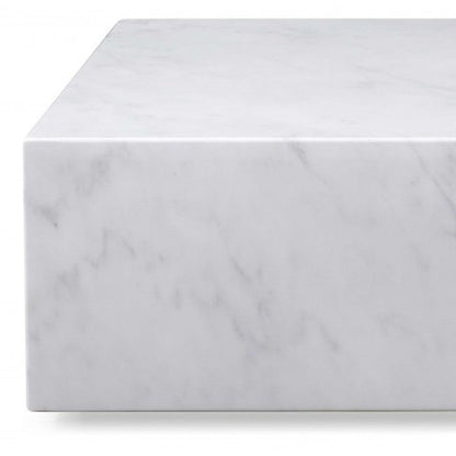 35" White Genuine Marble And Brass Square Coffee Table HomeRoots