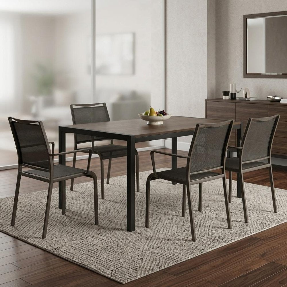 Set of Four Gray Dining Arm Chairs HomeRoots