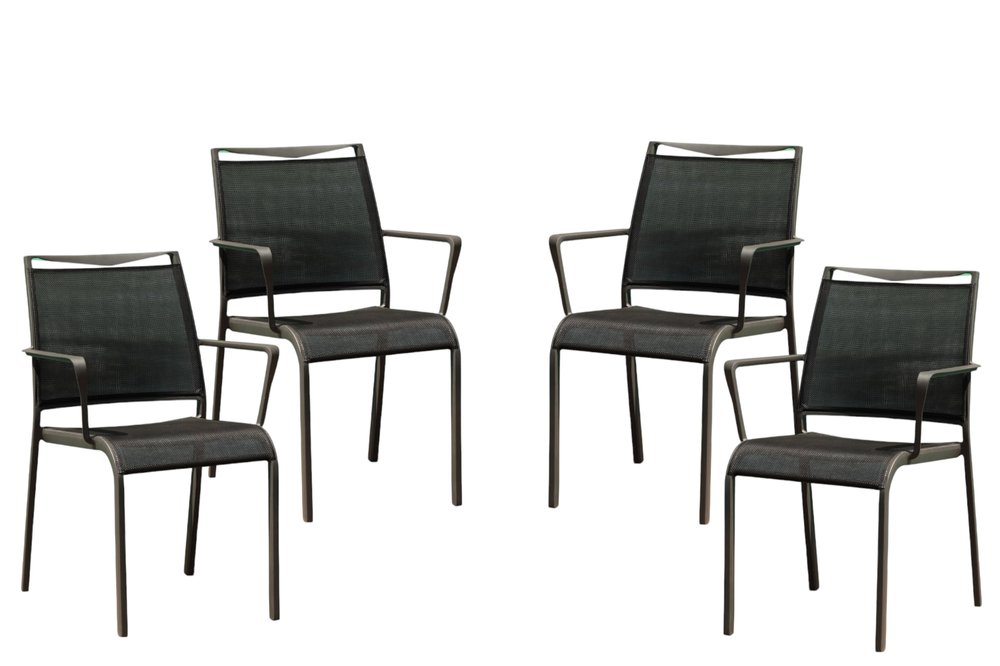 Set of Four Gray Dining Arm Chairs HomeRoots