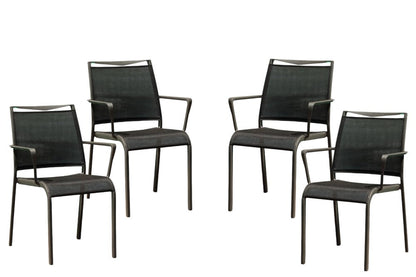 Set of Four Gray Dining Arm Chairs HomeRoots
