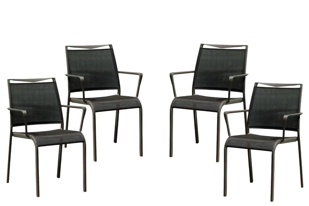 Set of Four Gray Dining Arm Chairs HomeRoots