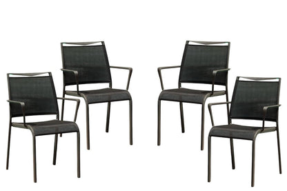 Set of Four Gray Dining Arm Chairs HomeRoots
