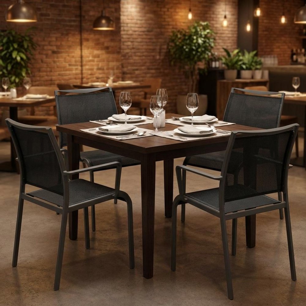 Set of Four Gray Dining Arm Chairs HomeRoots