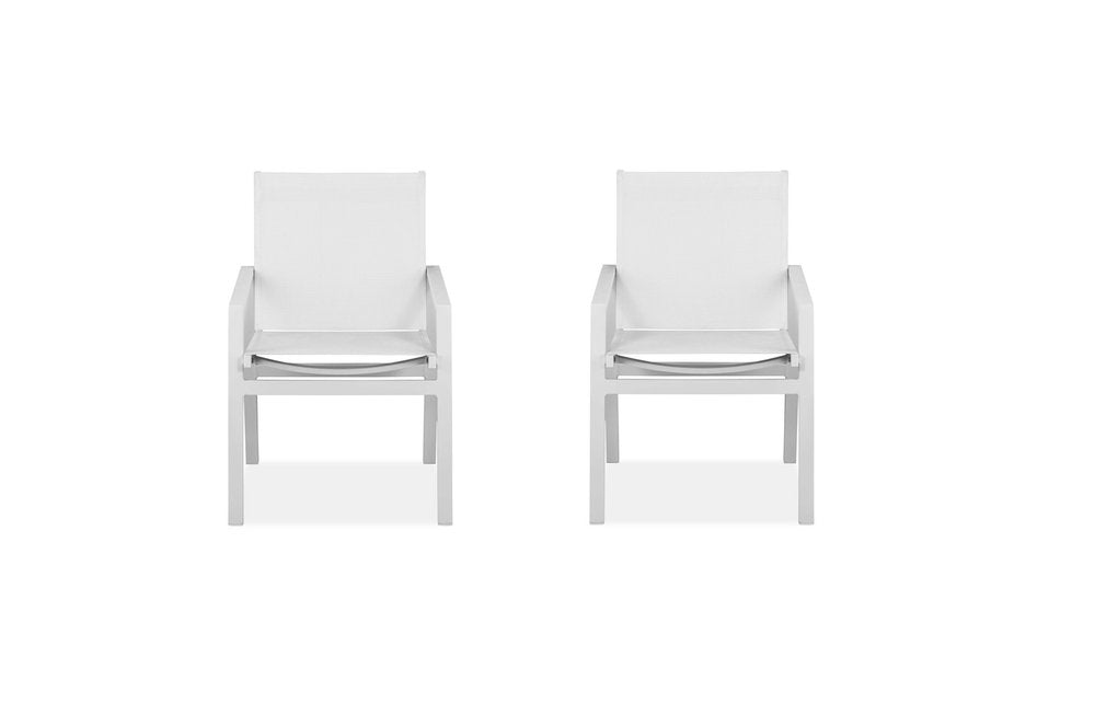 Set of Two 22" White Metal Indoor Outdoor Dining Chair HomeRoots