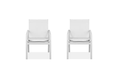 Set of Two 22" White Metal Indoor Outdoor Dining Chair HomeRoots