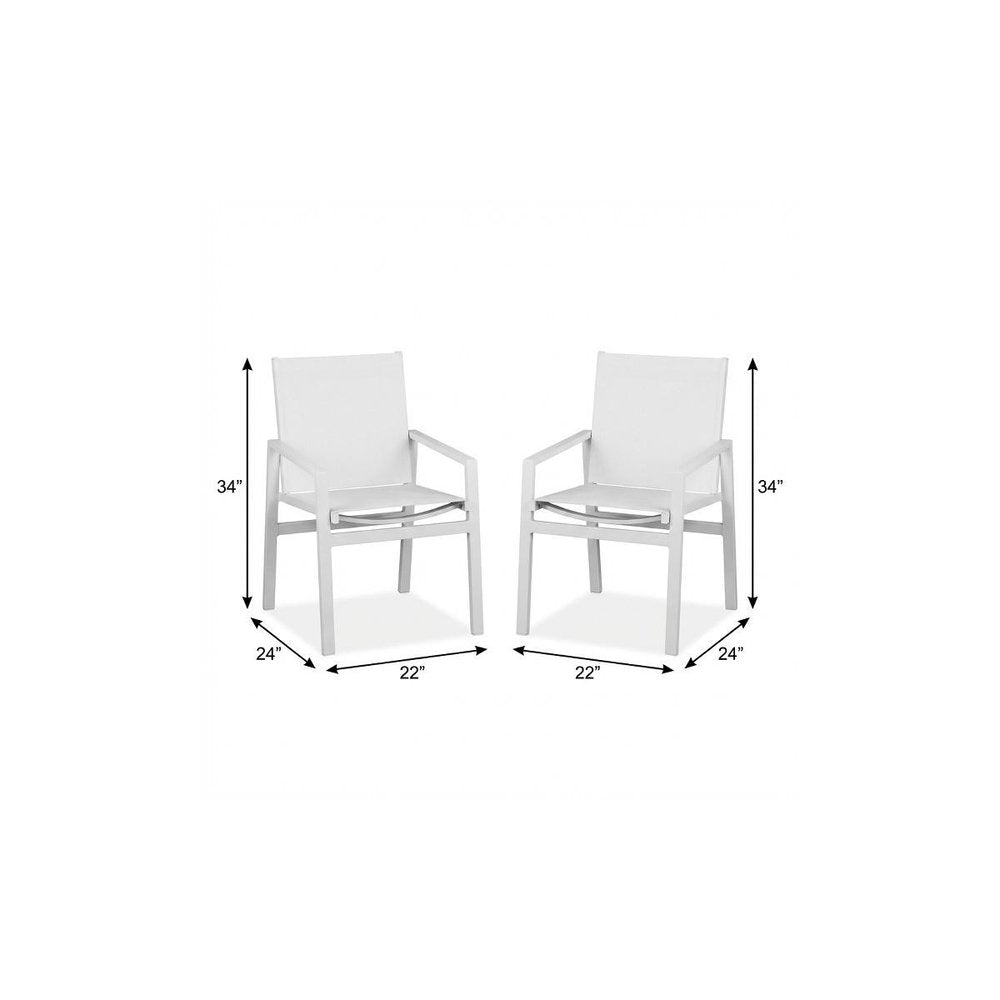 Set of Two 22" White Metal Indoor Outdoor Dining Chair HomeRoots