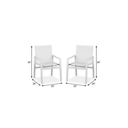 Set of Two 22" White Metal Indoor Outdoor Dining Chair HomeRoots