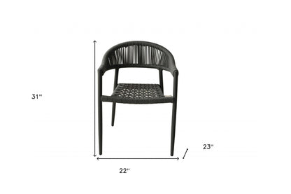 Set of Four 22" Gray Aluminum Outdoor Arm Chair