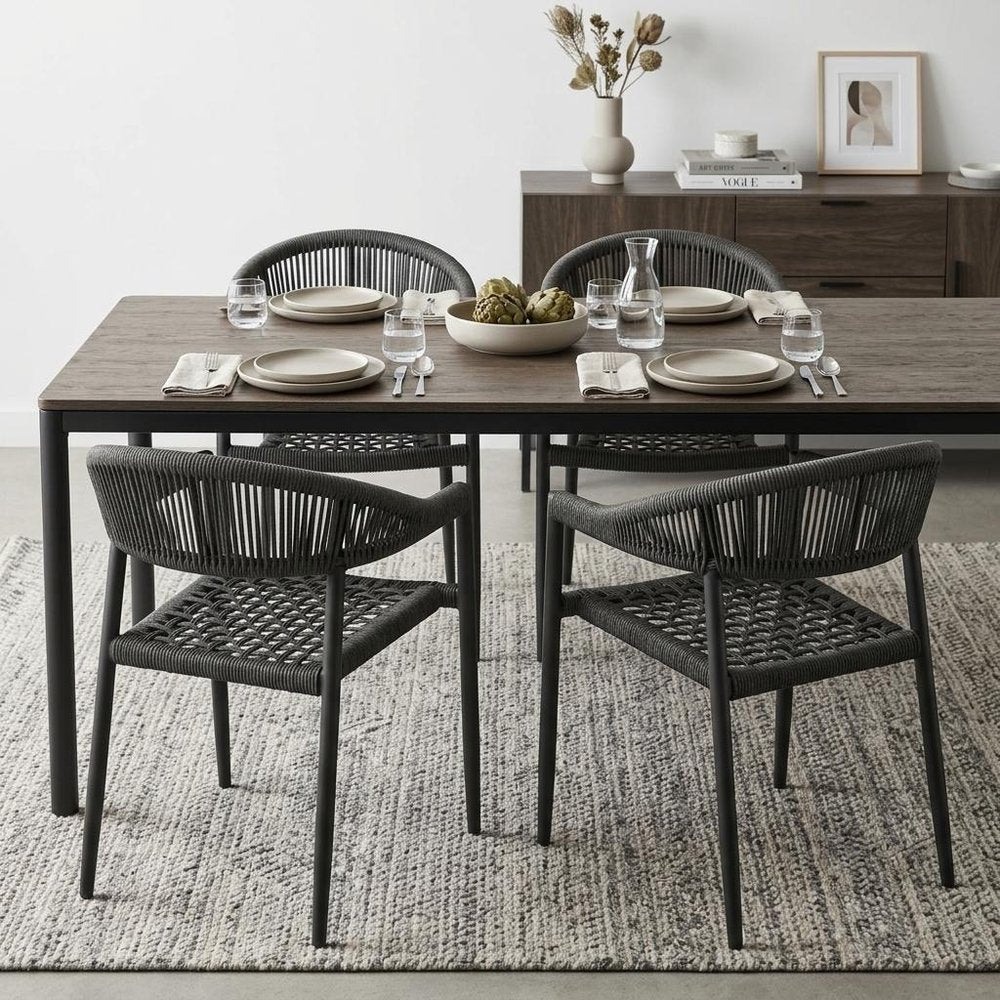 Set of Four 22" Gray Aluminum Outdoor Arm Chair — view 9
