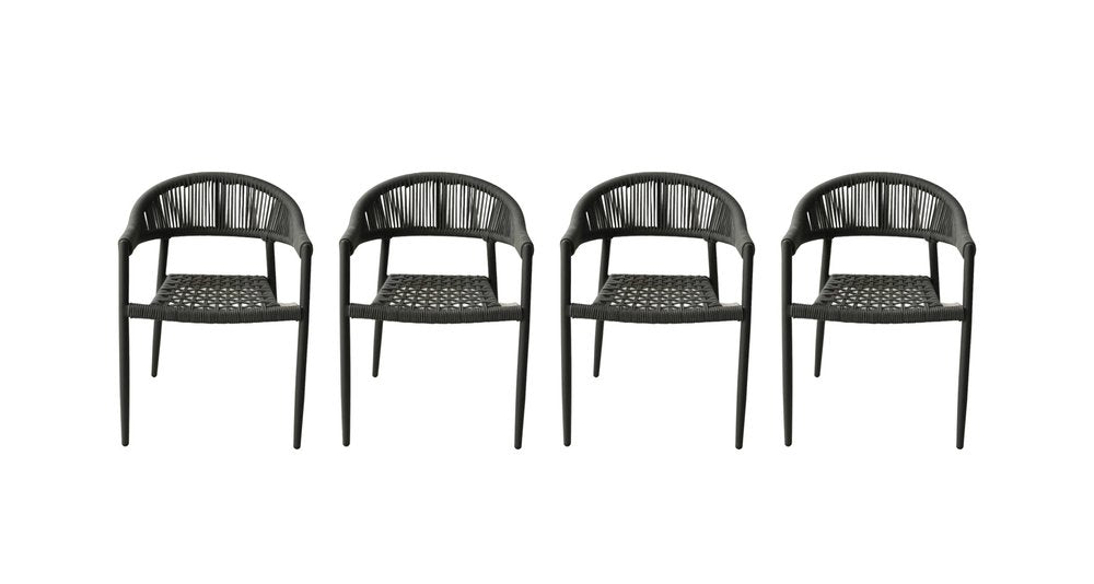 Set of Four 22" Gray Aluminum Outdoor Arm Chair — view 7