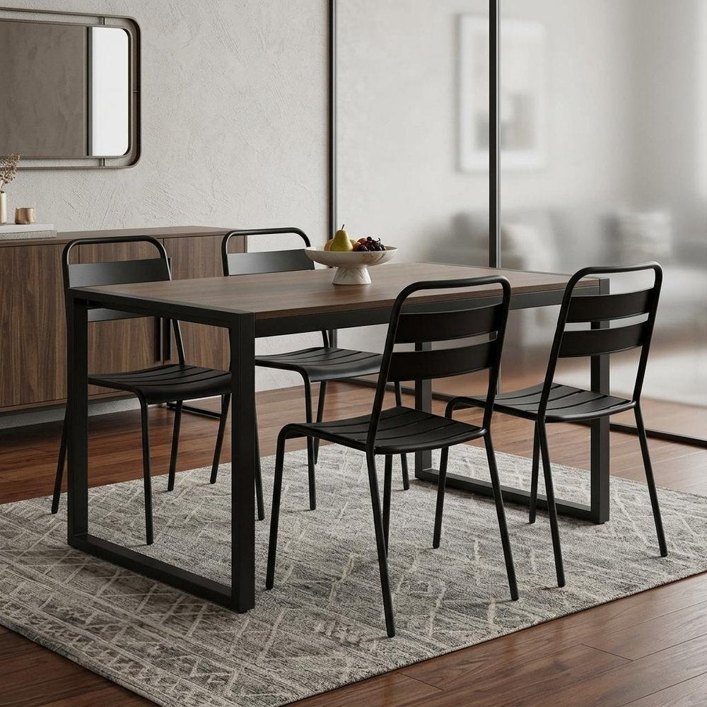 Set of Four Gray Faux Leather Dining Side Chairs HomeRoots