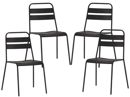 Set of Four Gray Metal Dining Side Chairs