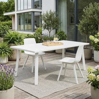 87" White Aluminum Outdoor Dining Table HomeRoots