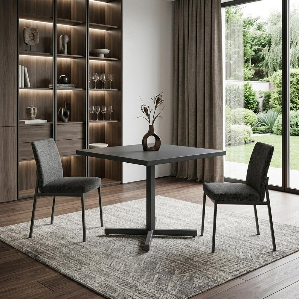 32" Gray Square Aluminum Pedestal Base Dining Table HomeRoots