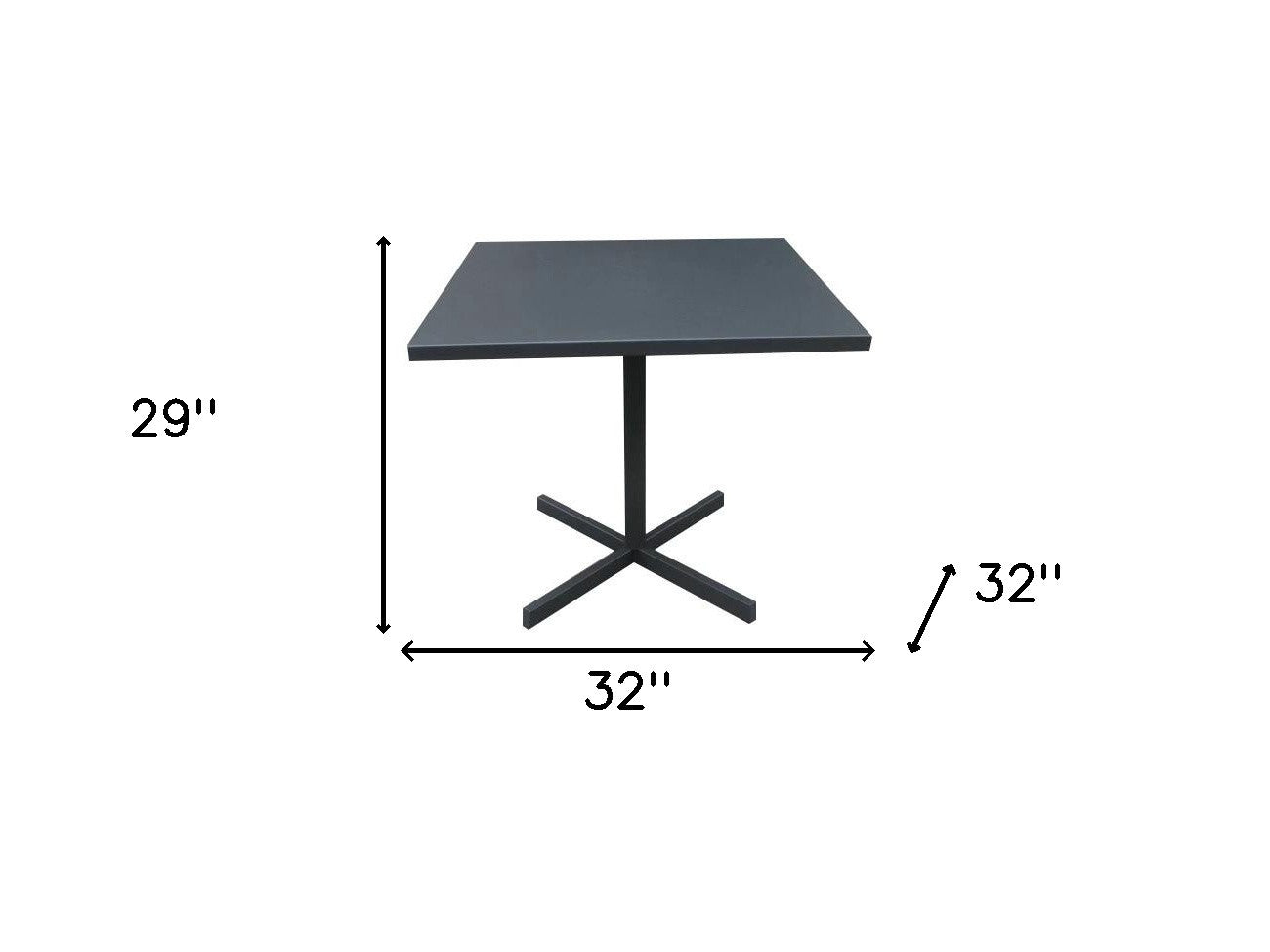 32" Gray Square Aluminum Pedestal Base Dining Table