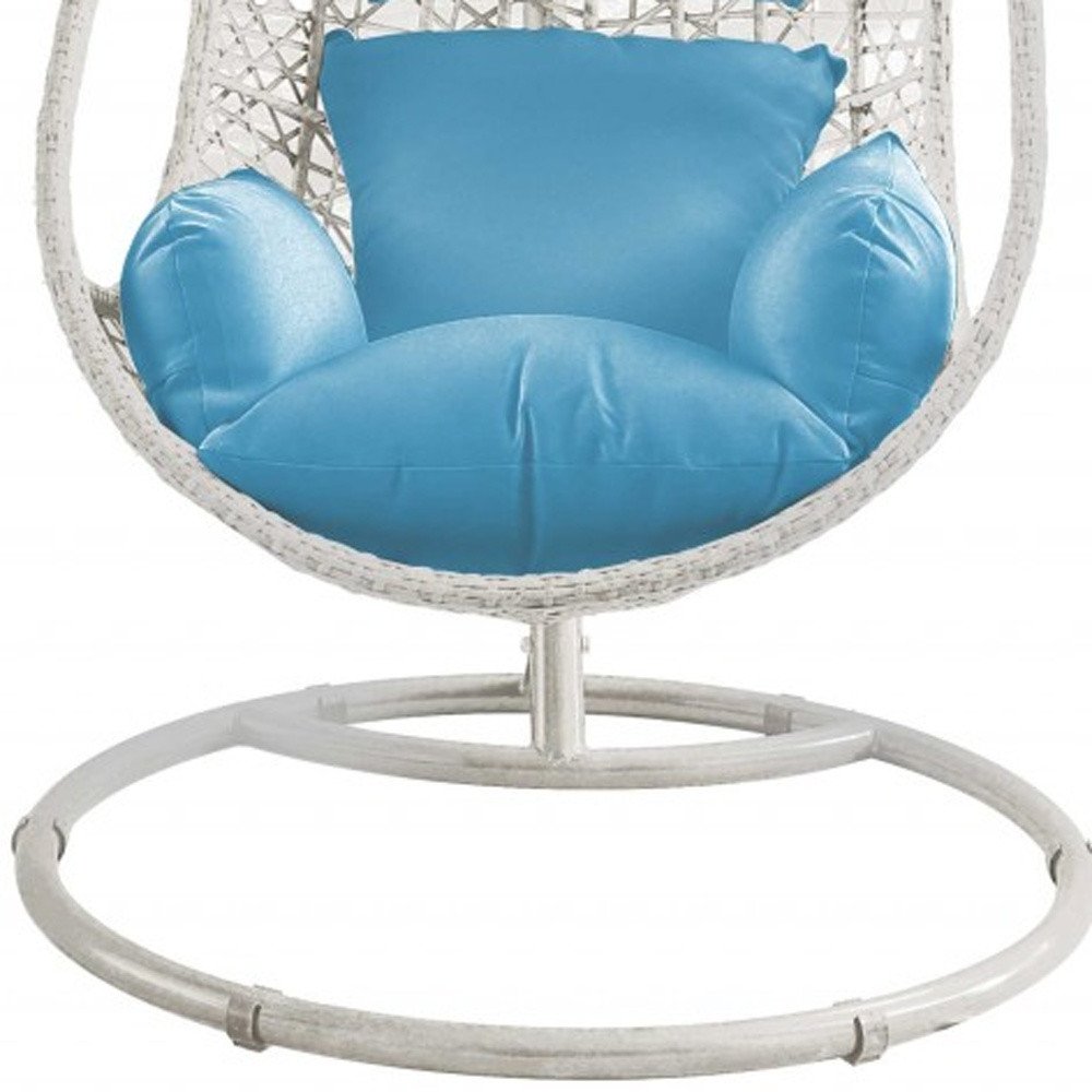 40" Blue and Steel stand finished Metal Outdoor Swing Chair with Blue Cushion HomeRoots