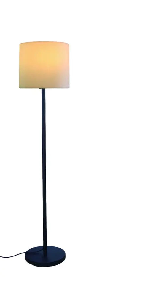 60" Black And White Floor Lamp With White Fabric Drum Shade HomeRoots