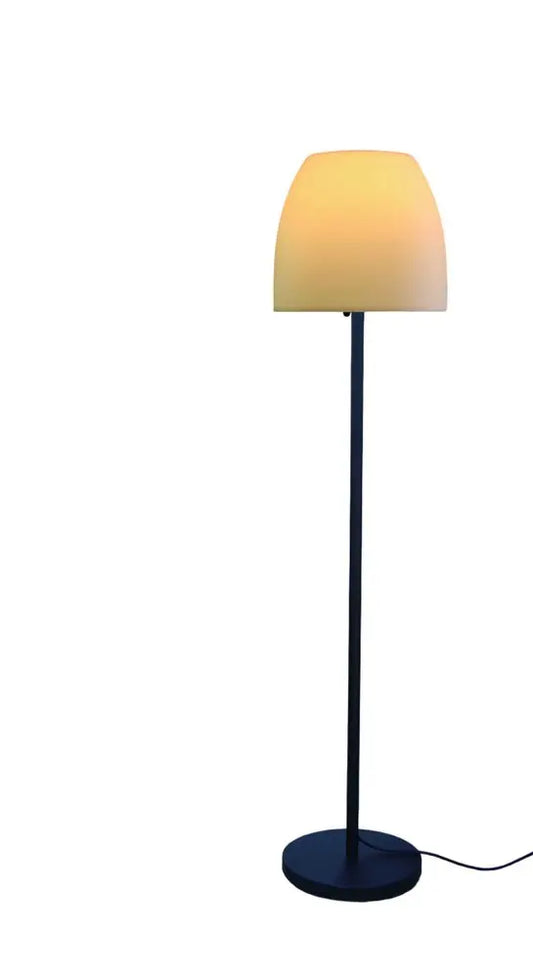 60" Black And White Floor Lamp With White Fabric Bowl Shade HomeRoots