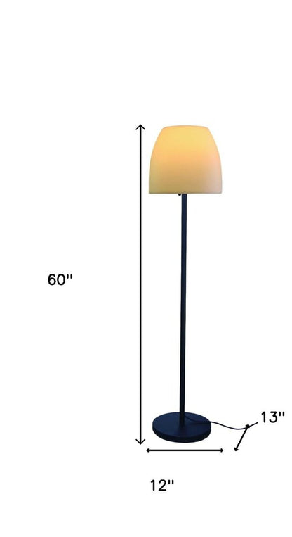 60" Black And White Metal Floor Lamp With White Bowl Shade HomeRoots