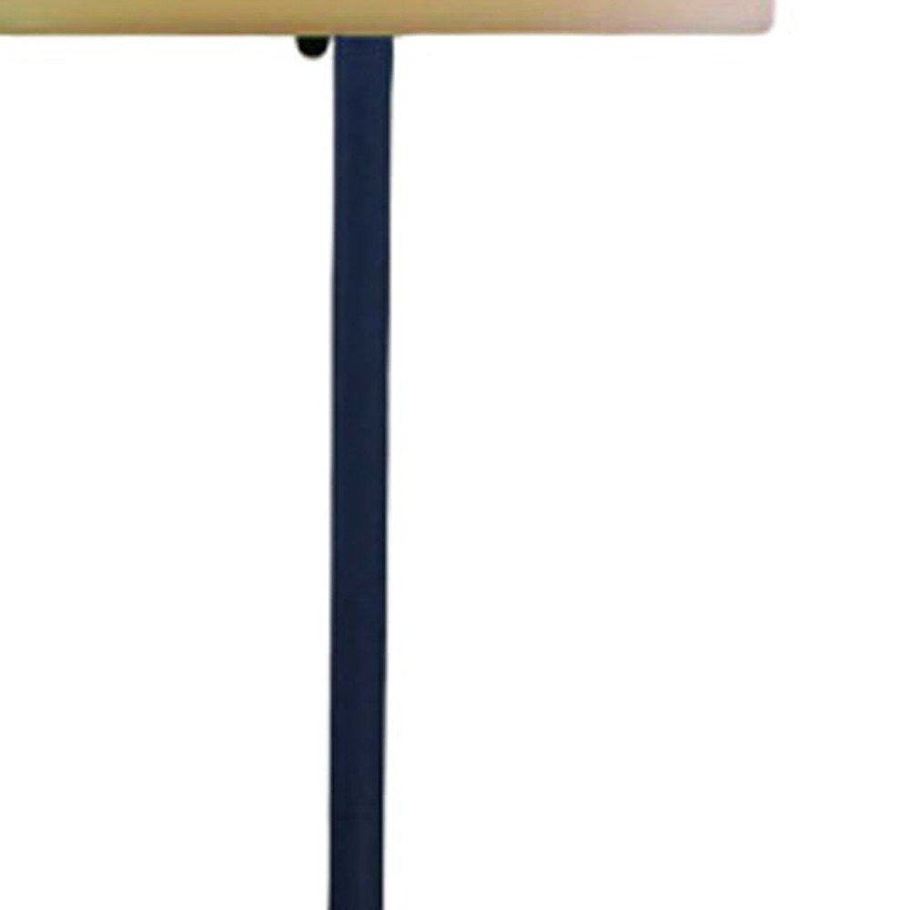 60" Black And White Metal Floor Lamp With White Bowl Shade — view 4
