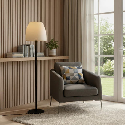 60" Black And White Metal Floor Lamp With White Bowl Shade HomeRoots