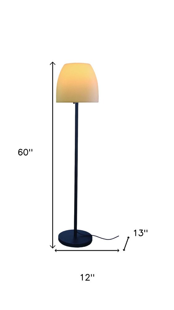 60" Black And White Metal Floor Lamp With White Bowl Shade — view 7